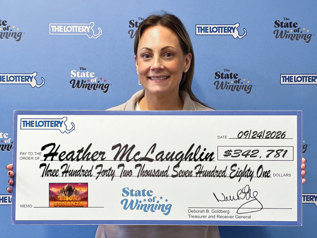 McLaughlin claimed the $342,781 prize before taxes at the Lottery's headquarters in Dorchester.