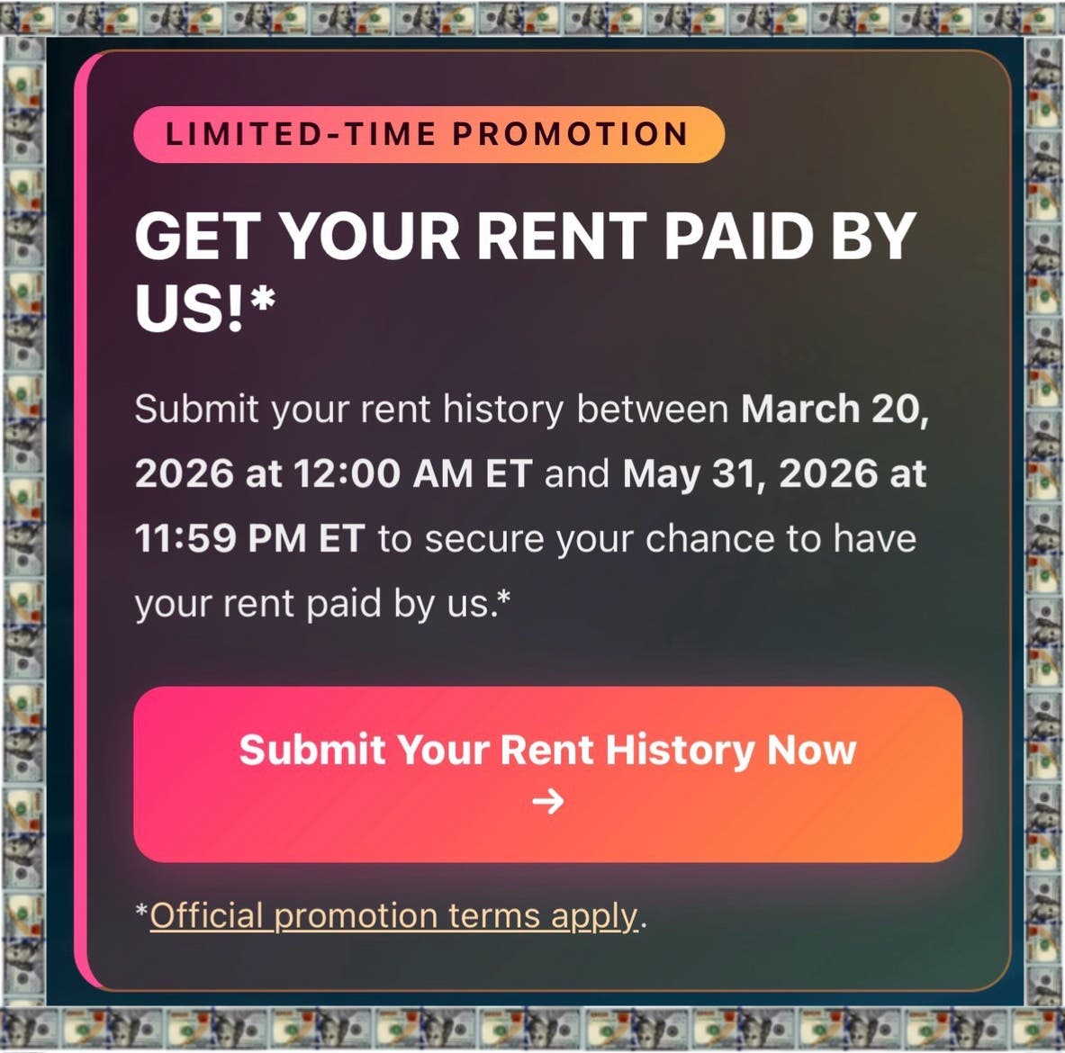 Get Your Rent Paid for You This Spring!*