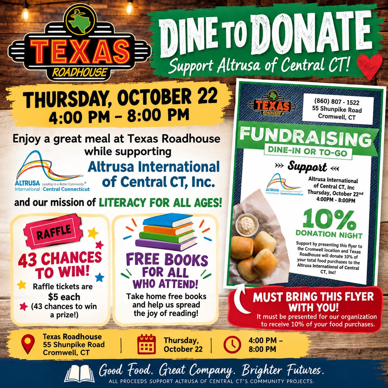 Dine to Donate Support Altrusa of Central CT