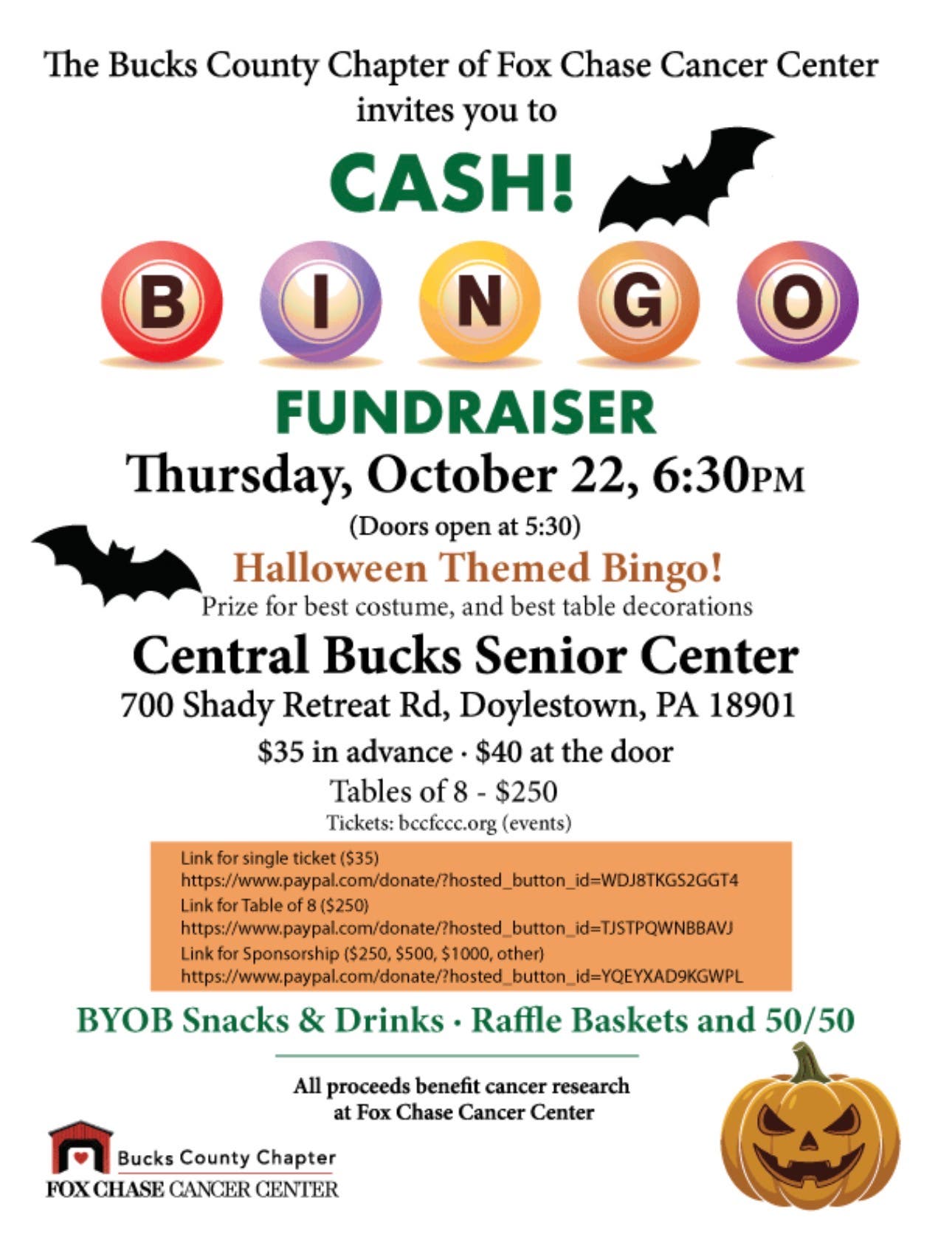 Cash! Bingo Fundraiser