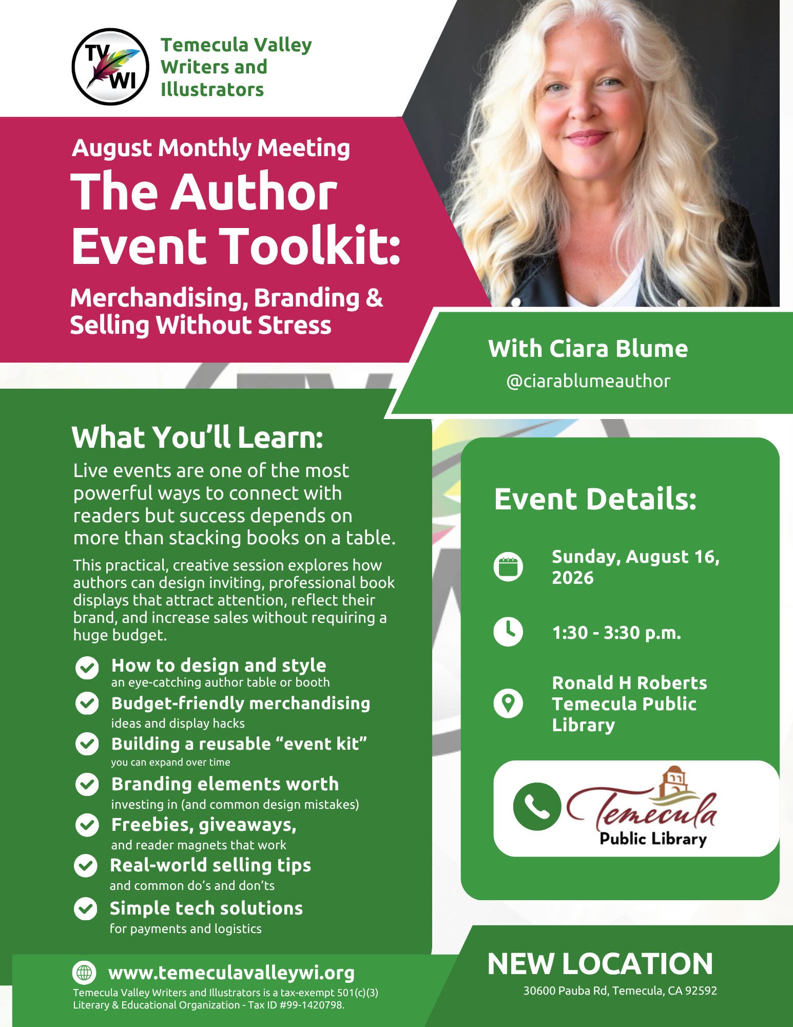 Temecula Valley Writers & Illustrators Monthly Meeting