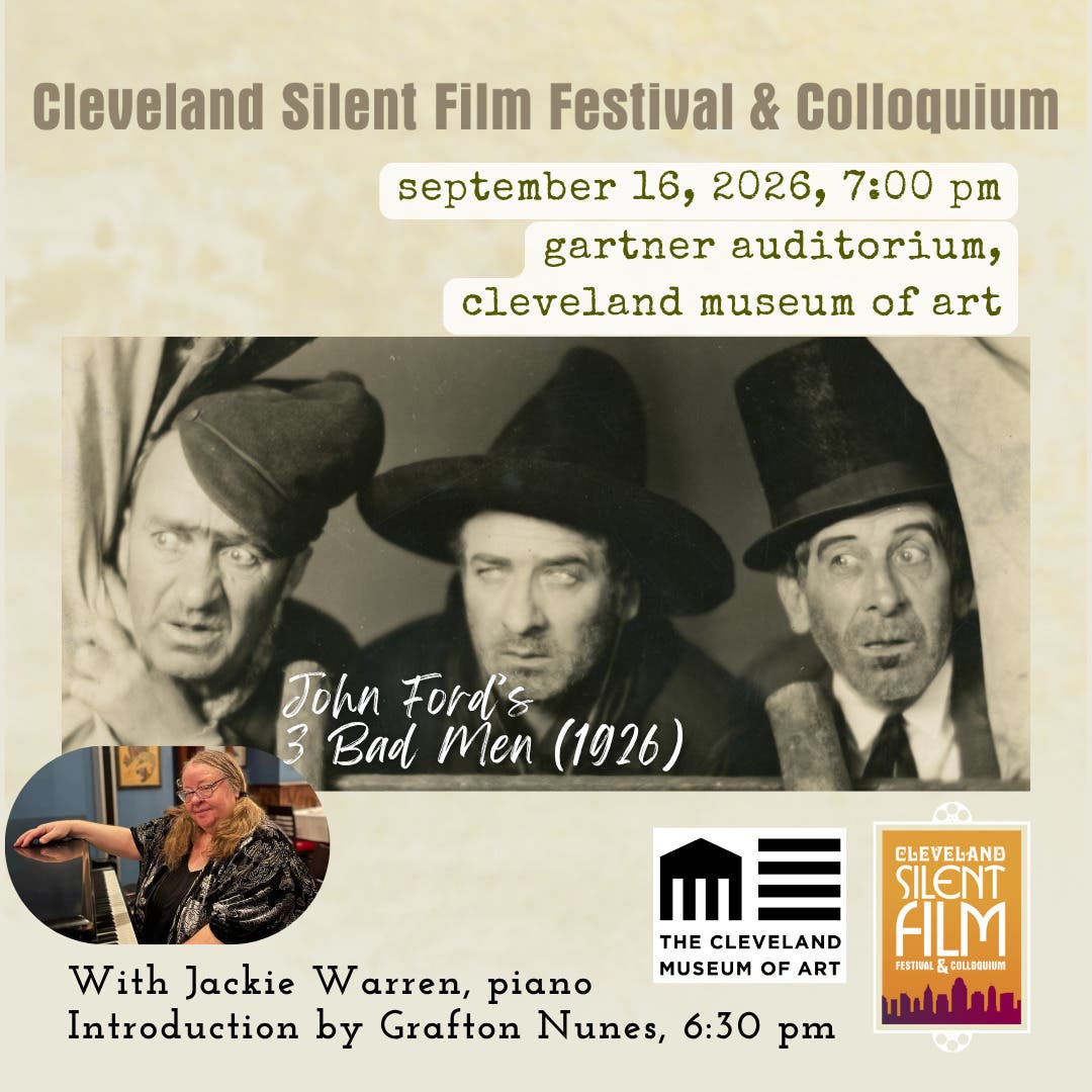 John Ford's classic Western 3 Bad Men, with pianist Jackie Warren playing her original score.