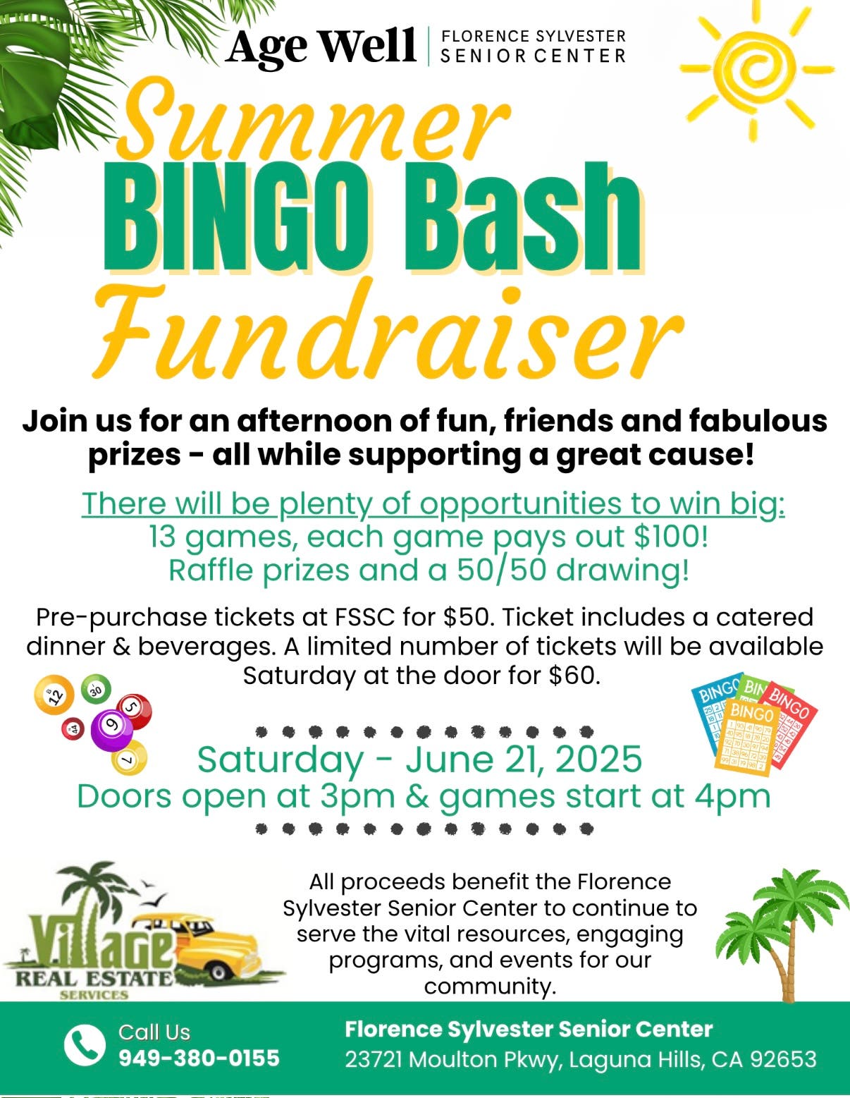Summer bingo bash fundraiser to support Florence Sylvester Senior Center community 
