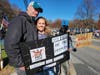 Dave Hogue, a local banker and wife Jen Hogue, an elementary school teacher attended the 'No Kings' rally to urge changes in the current administration.  