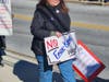 An unidentified protester displays her disgruntled viewpoint in a uniquely-creative way to display her 'No Kings' attitude.