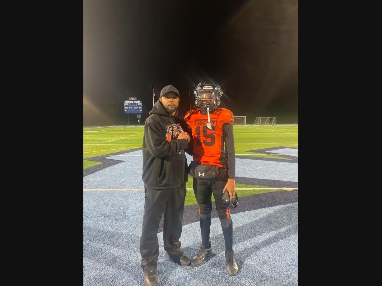 Rodney Slappy Jr., (left), has mentored his son Rodney Slappy III to become a rare freshman starting QB at Beaver Falls High School.
