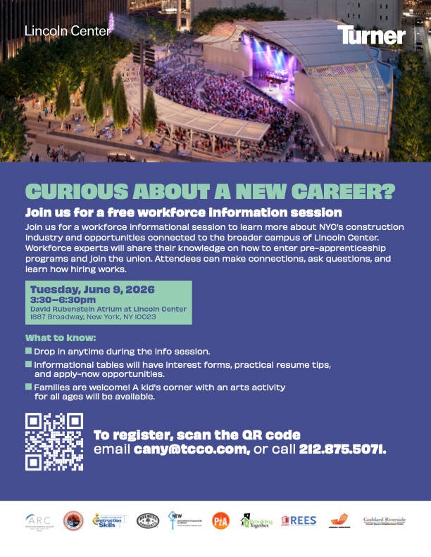 Workforce Informational Session at Lincoln Center's David Rubenstein Atrium