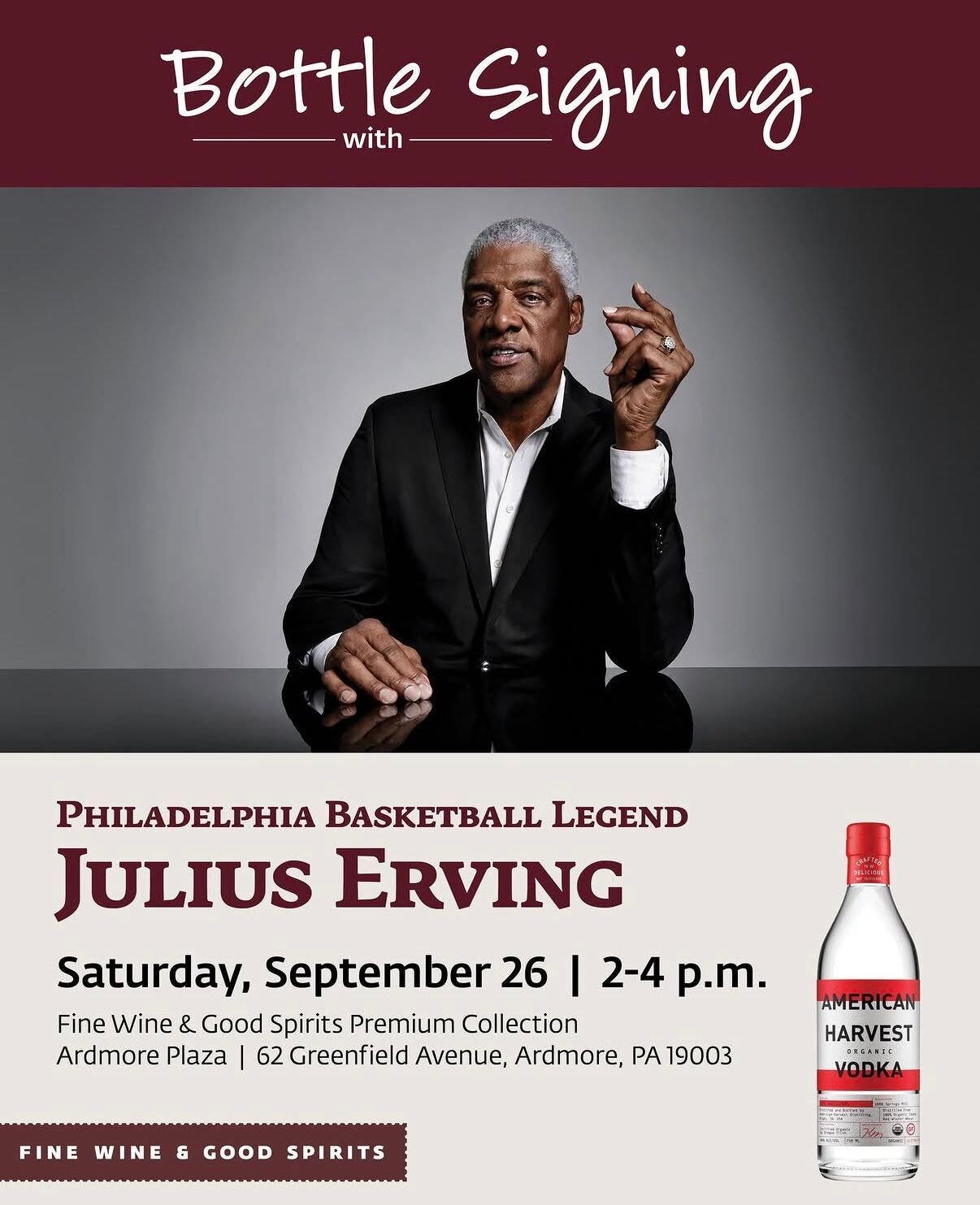 American Harvest Vodka Bottle Signing with Julius "Dr. J" Erving 