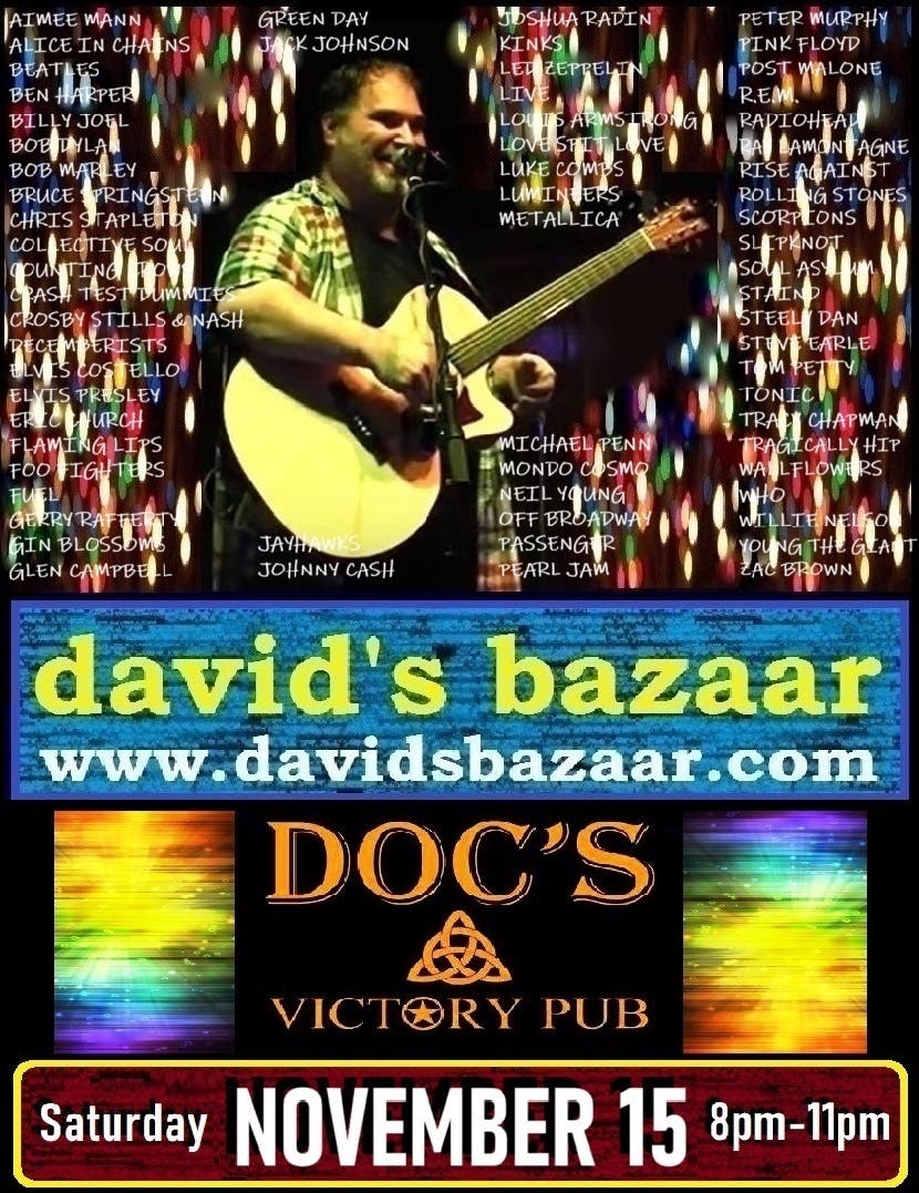 Live acoustic music by David's Bazaar at Doc's Victory Pub