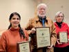 BCAS award winners Krishna Rege (left) and Edna Duffy (right) are recipients of the 2025 Harold Feinberg conservation award. Don Smith (center) is the recipient of the 2025 Frank Chapman award.