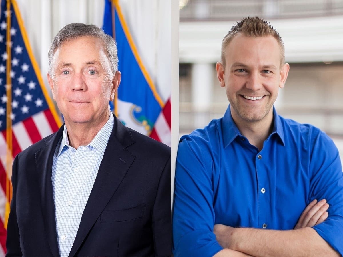 Gov. Ned Lamont, left, and State Rep. Josh Elliott 