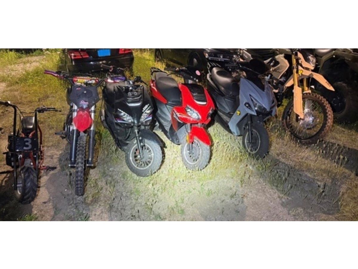 Motor bikes seized by the Norwich Police Department in a June 2026 enforcement operation.
