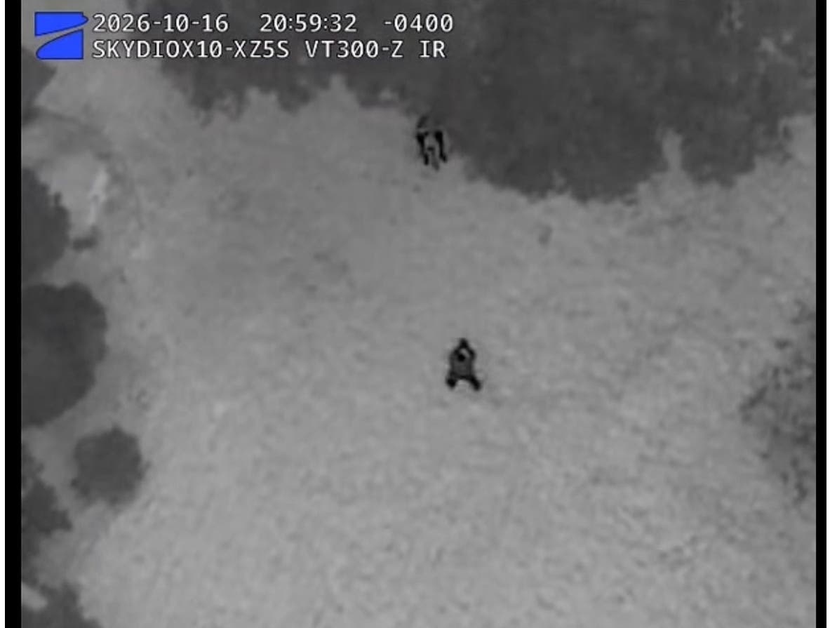 A still from a drone video shows a Bristol police officer and a city resident moments before the officer fatally discharged his weapon on Oct. 16, 2026.