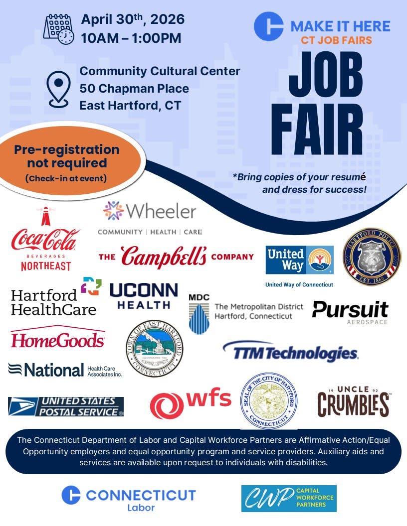 Multi-Employer Job Fair at East Hartford Community Cultural Center