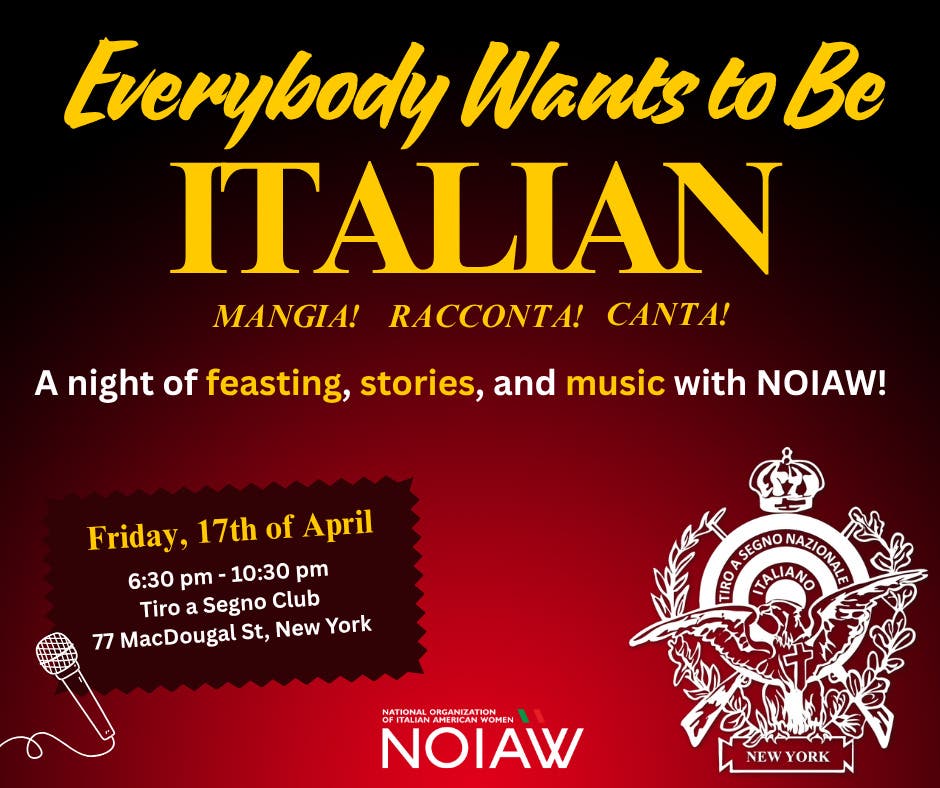 SOLD OUT! Everybody Wants to Be Italian!  Una Festa Italiana: Food, Stories, and Music
