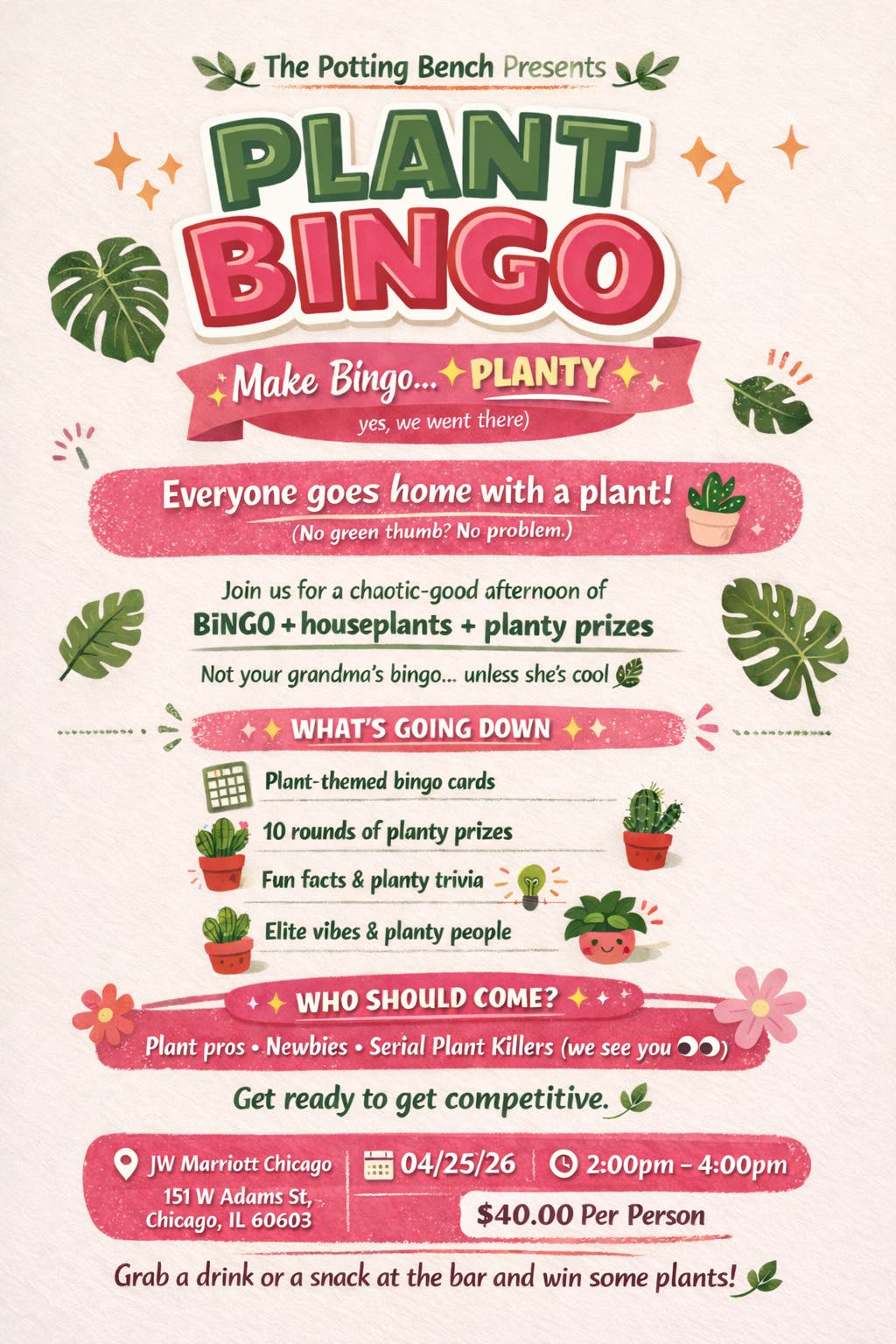 JW Chicago Social Series: Plant Bingo Presented by The Potting Bench Studio