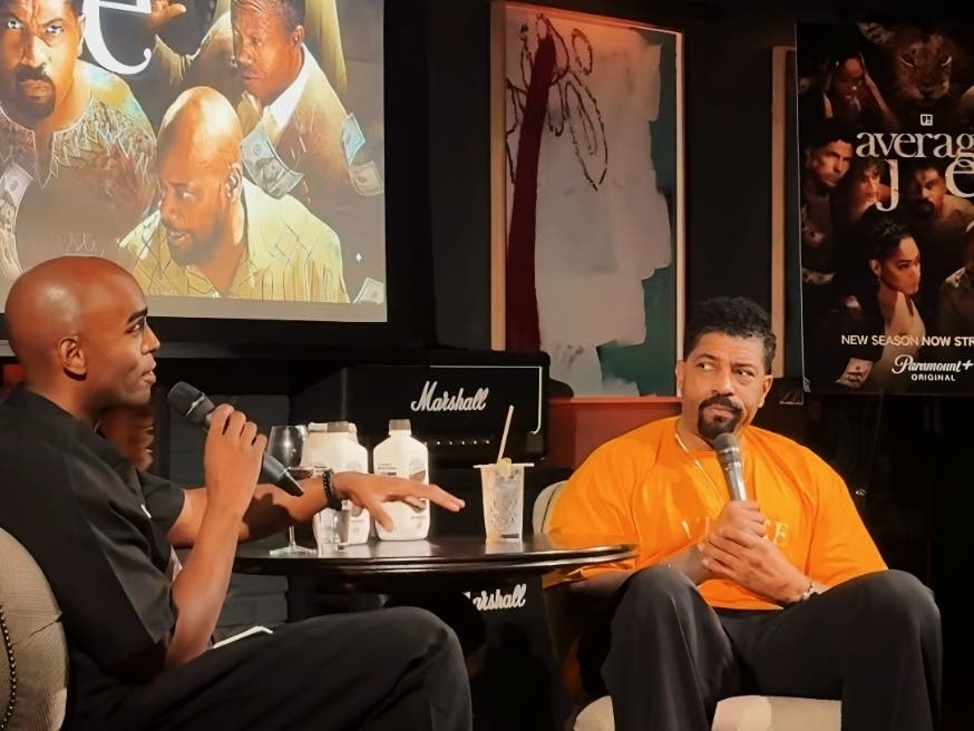 Deon Cole discusses Season 2 of “Average Joe” with moderator Chris Witherspoon during the Vibes & Views private screening and Q&A in New York City.
