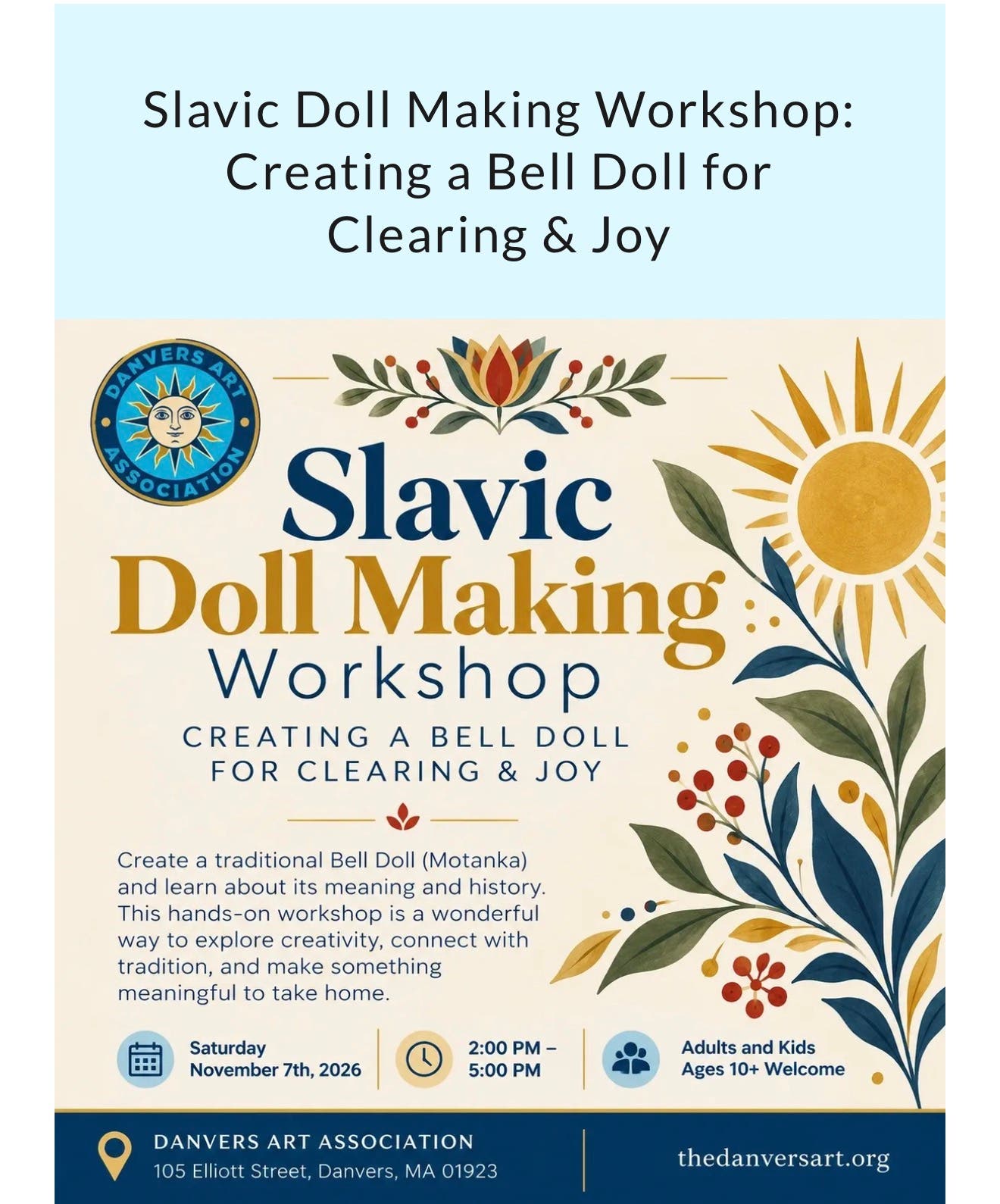 Slavic doll making workshop