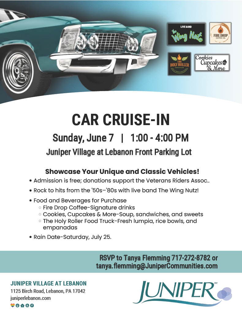 Car Cruise-In at Juniper Village at Lebanon!