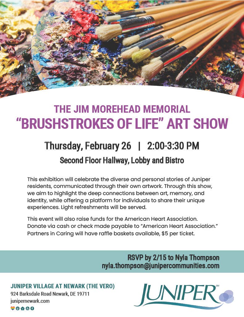 The Jim Morehead: Brushstrokes of Life Art Show at Juniper Village at Newark