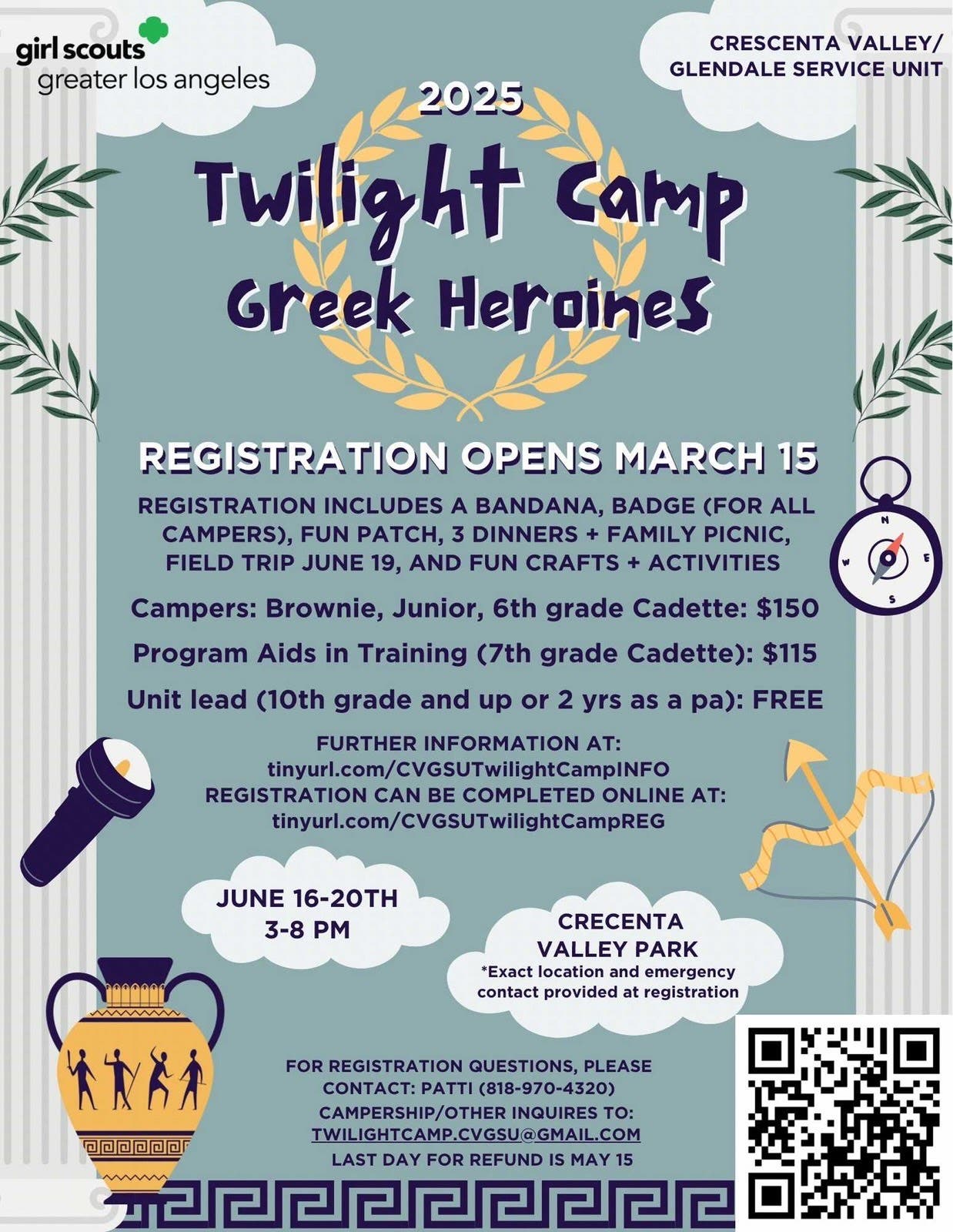 TWILIGHT CAMP: GREEK HEROINES! June 16-20, 3-8 pm daily!