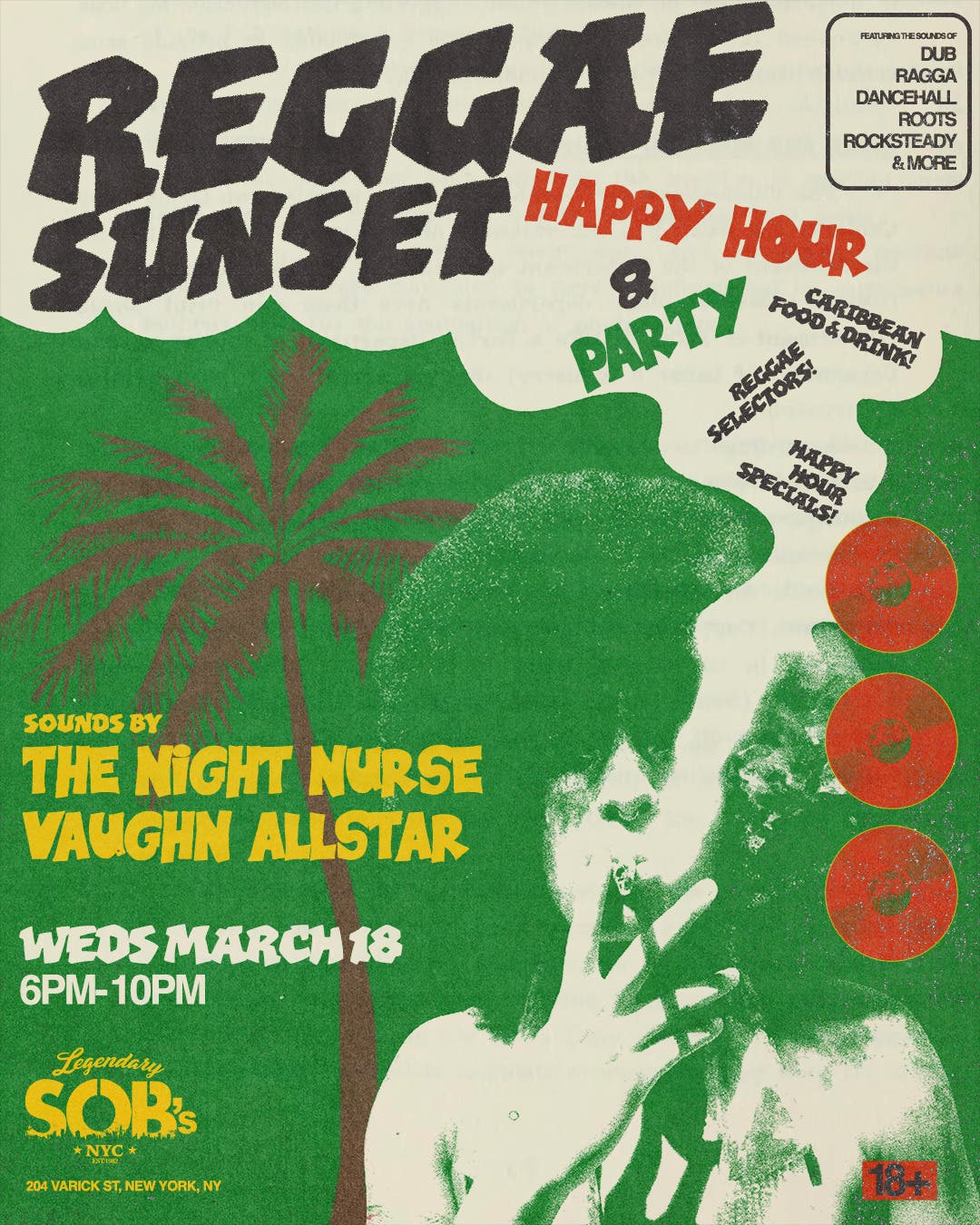 Reggae Sunset: Happy Hour & Party | Reggae Selectors + Caribbean Food & Drink