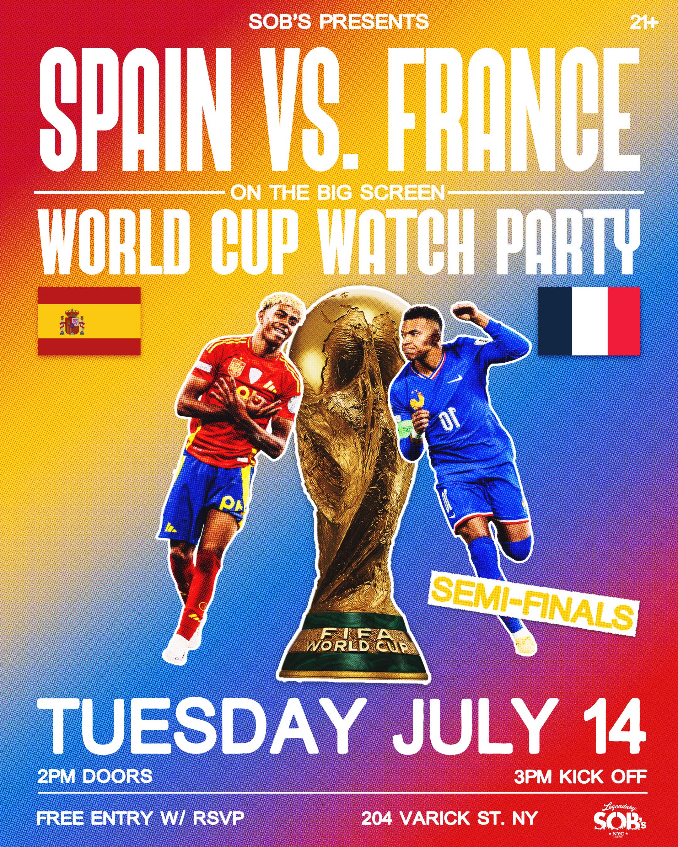World Cup Watch Party: Spain vs France Semi-Finals