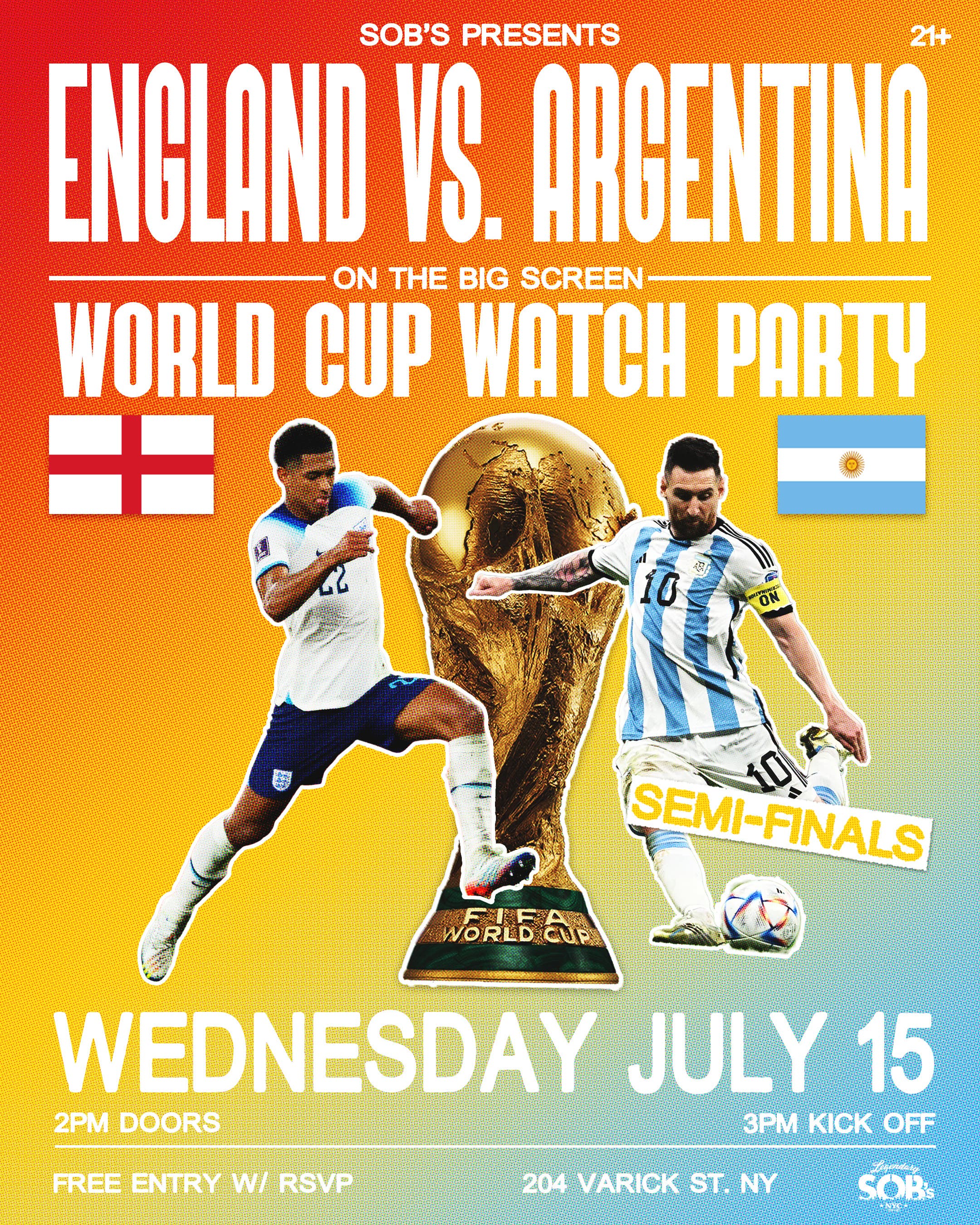 World Cup Watch Party: England vs Argentina Semi-Finals