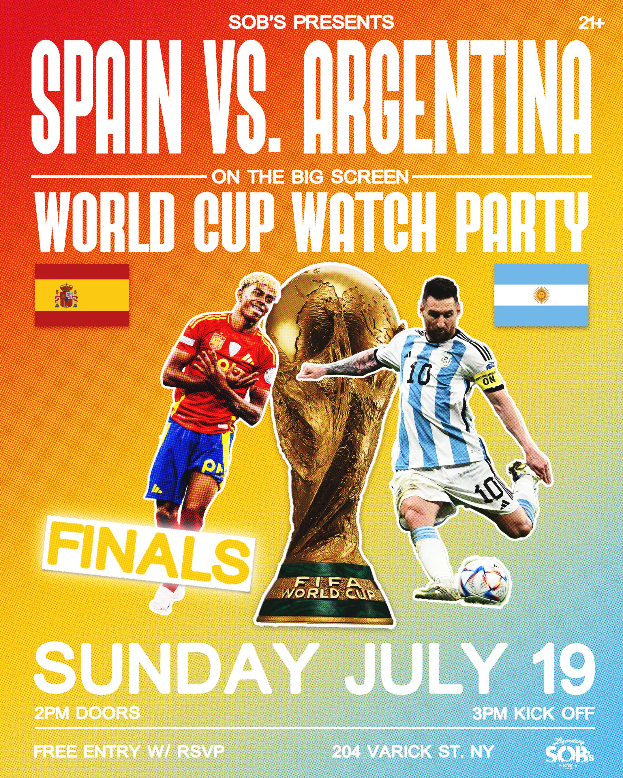 World Cup Watch Party: Spain vs Argentina FINALS