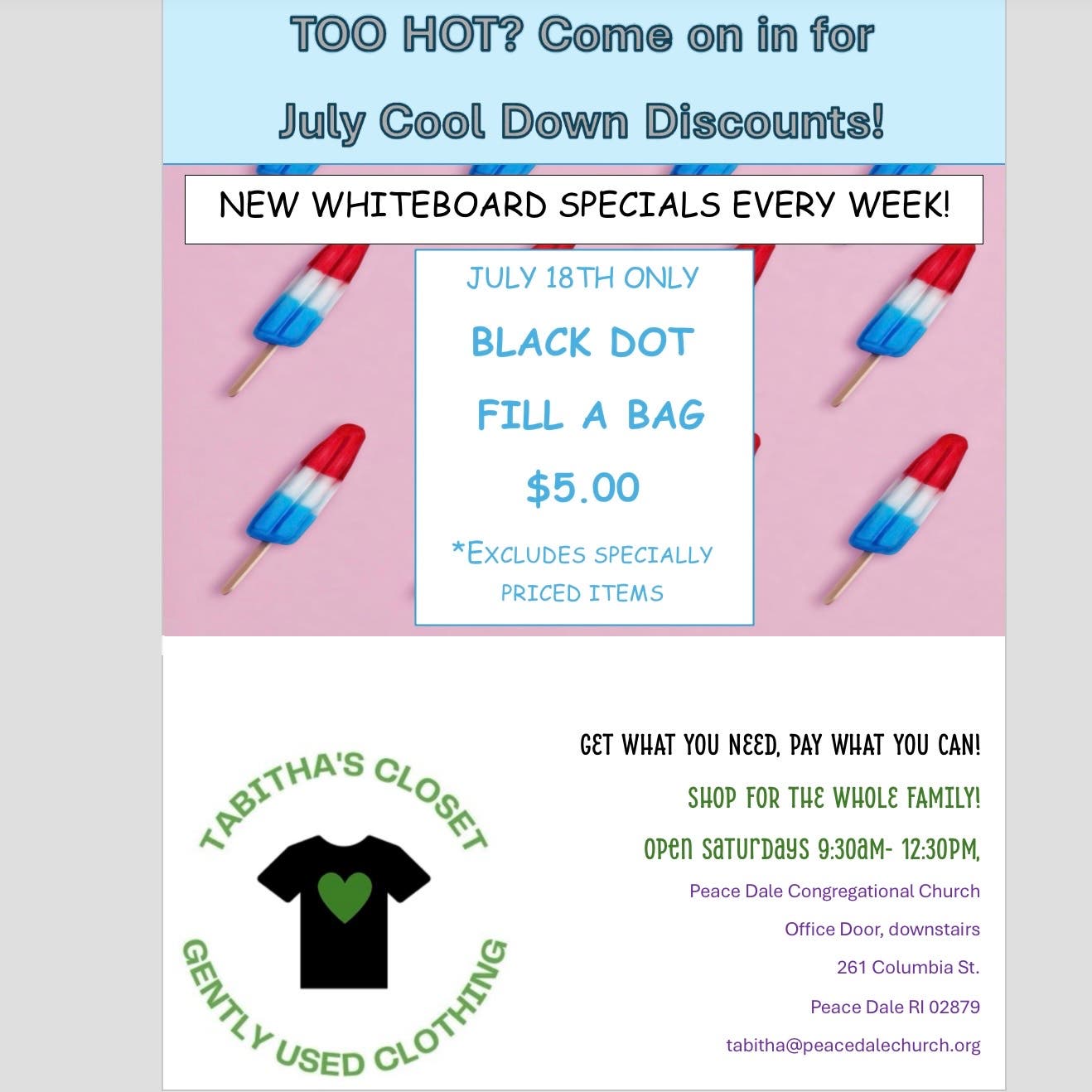 July Cool Down Discounts at Tabitha's Closet
