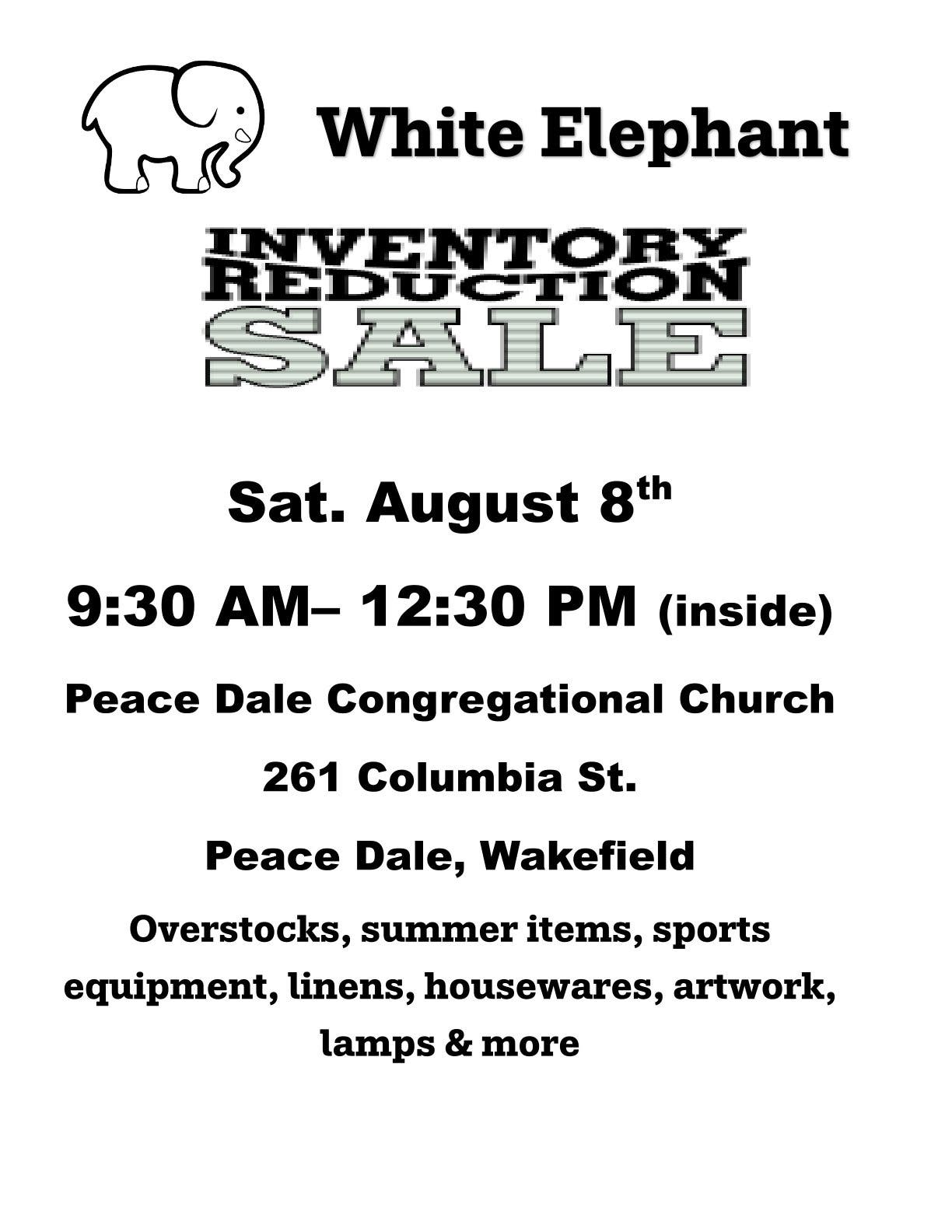 White Elephant Inventory Reduction Sale