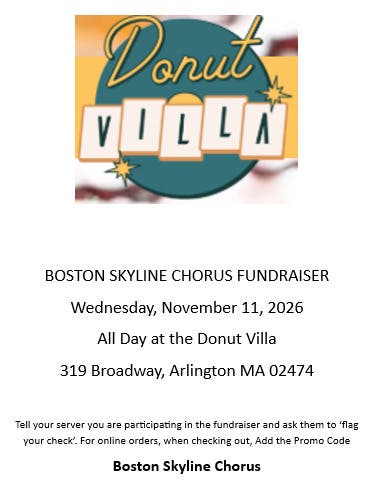 All Day Fundraiser at Donut Villa in Arlington MA - November 11, 2026