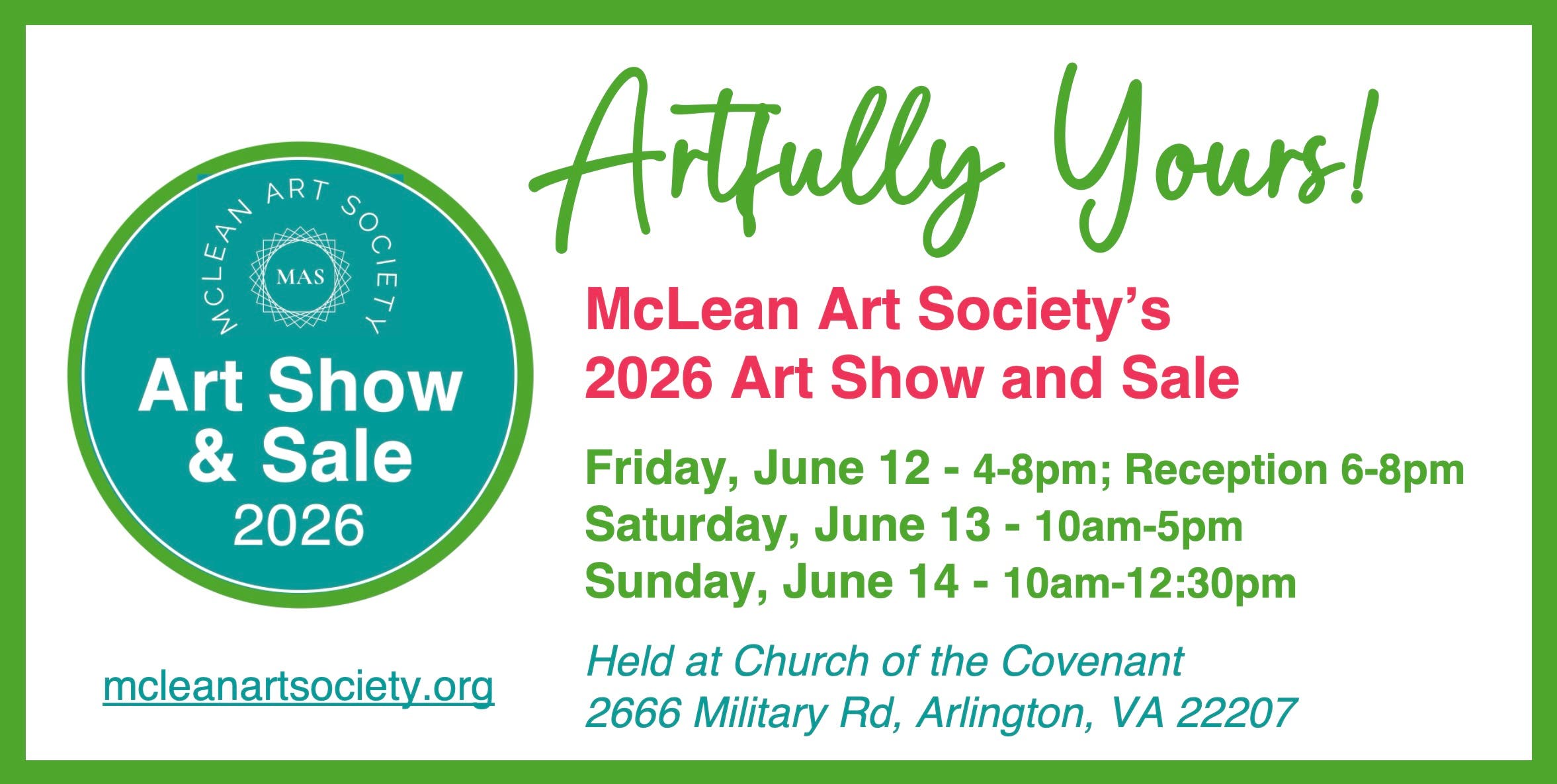 "Artfully Yours" Weekend Art Show & Sale– Opening Reception
