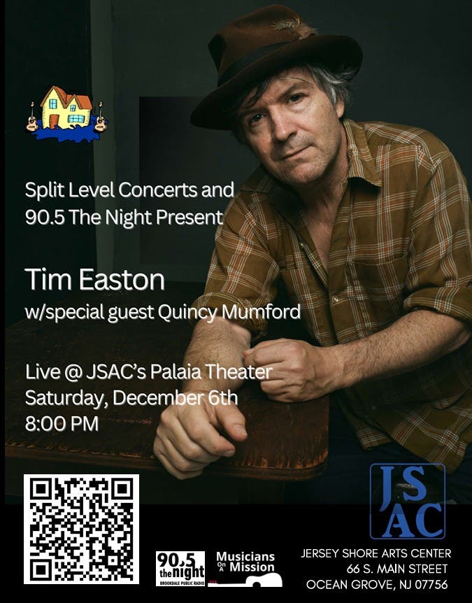 Tim Easton (with Special Guest Quincy Mumford) Live at JSAC's Palaia Theater