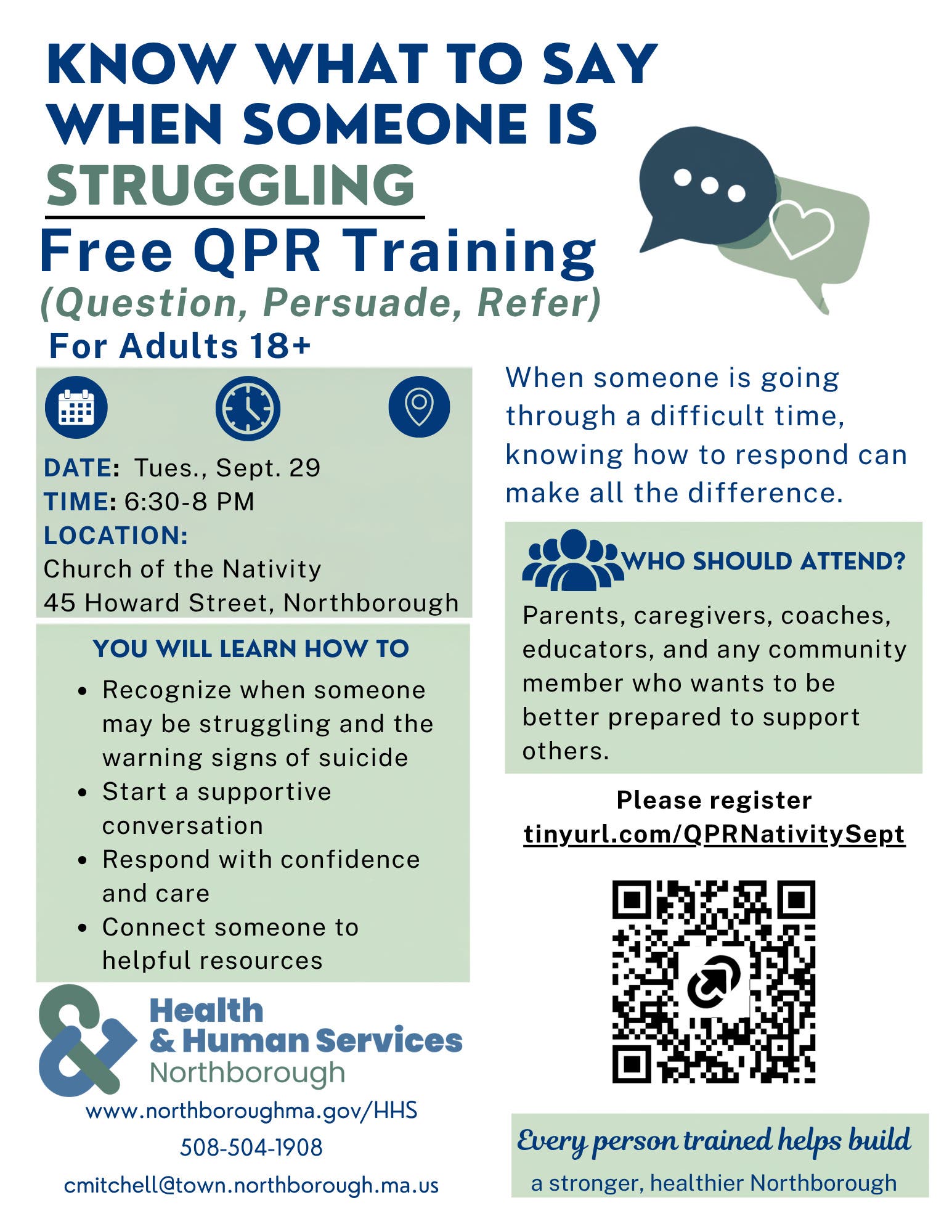 Know What to Say When Someone is Struggling: Free QPR Training