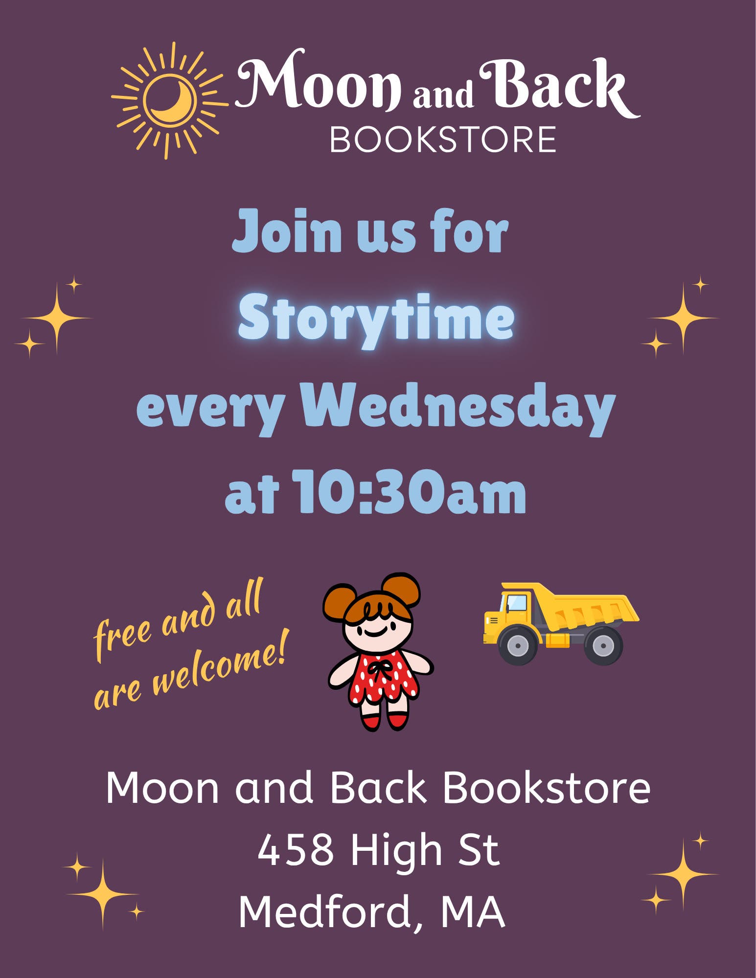 Dolls and Trucks Are for Everyone Storytime at Moon and Back