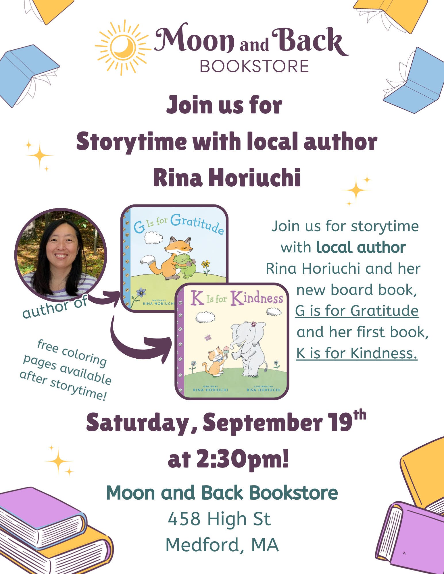 G is for Gratitude storytime with local author at Moon and Back