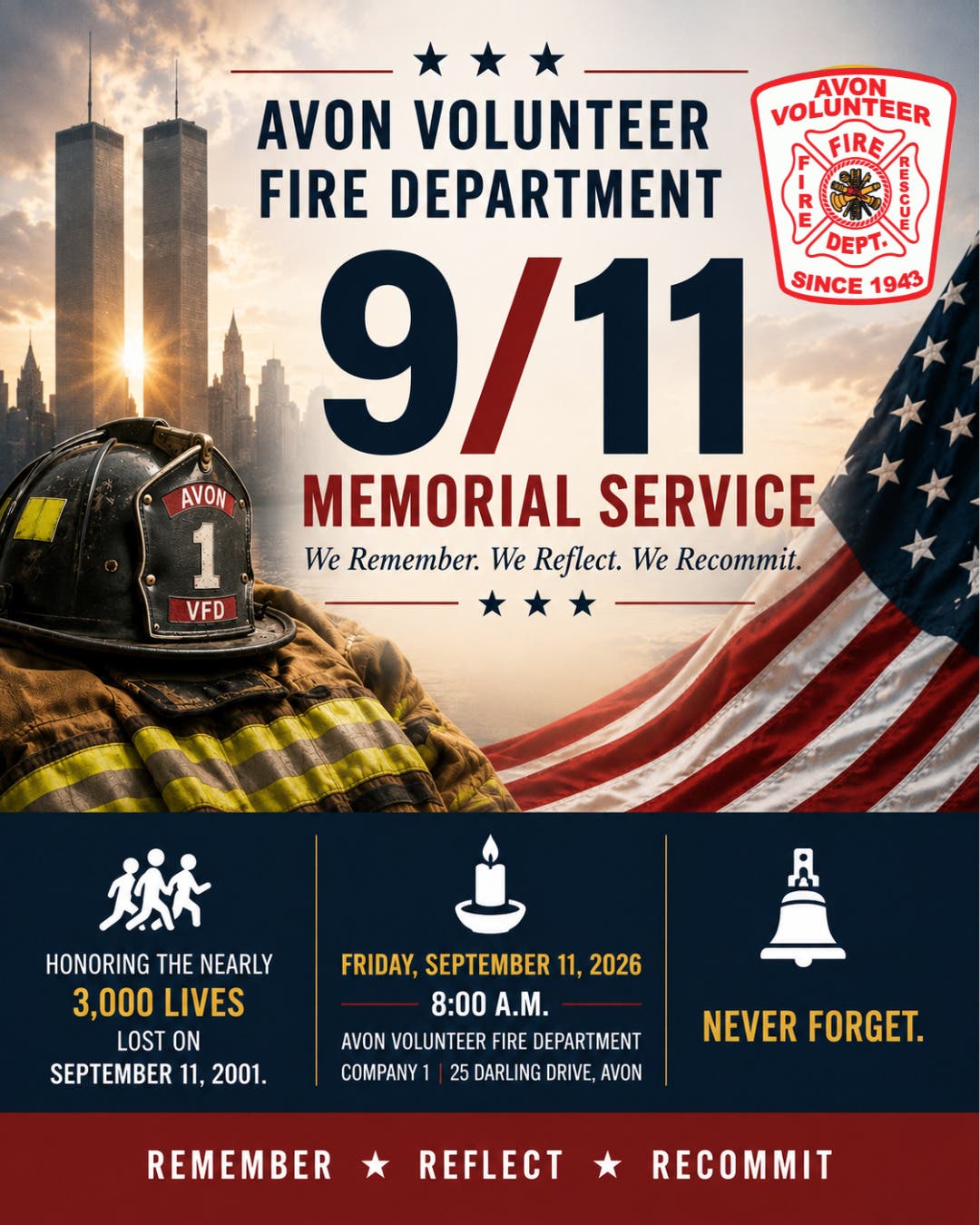 Avon Volunteer Fire Department to Hold Annual 9/11 Memorial Service