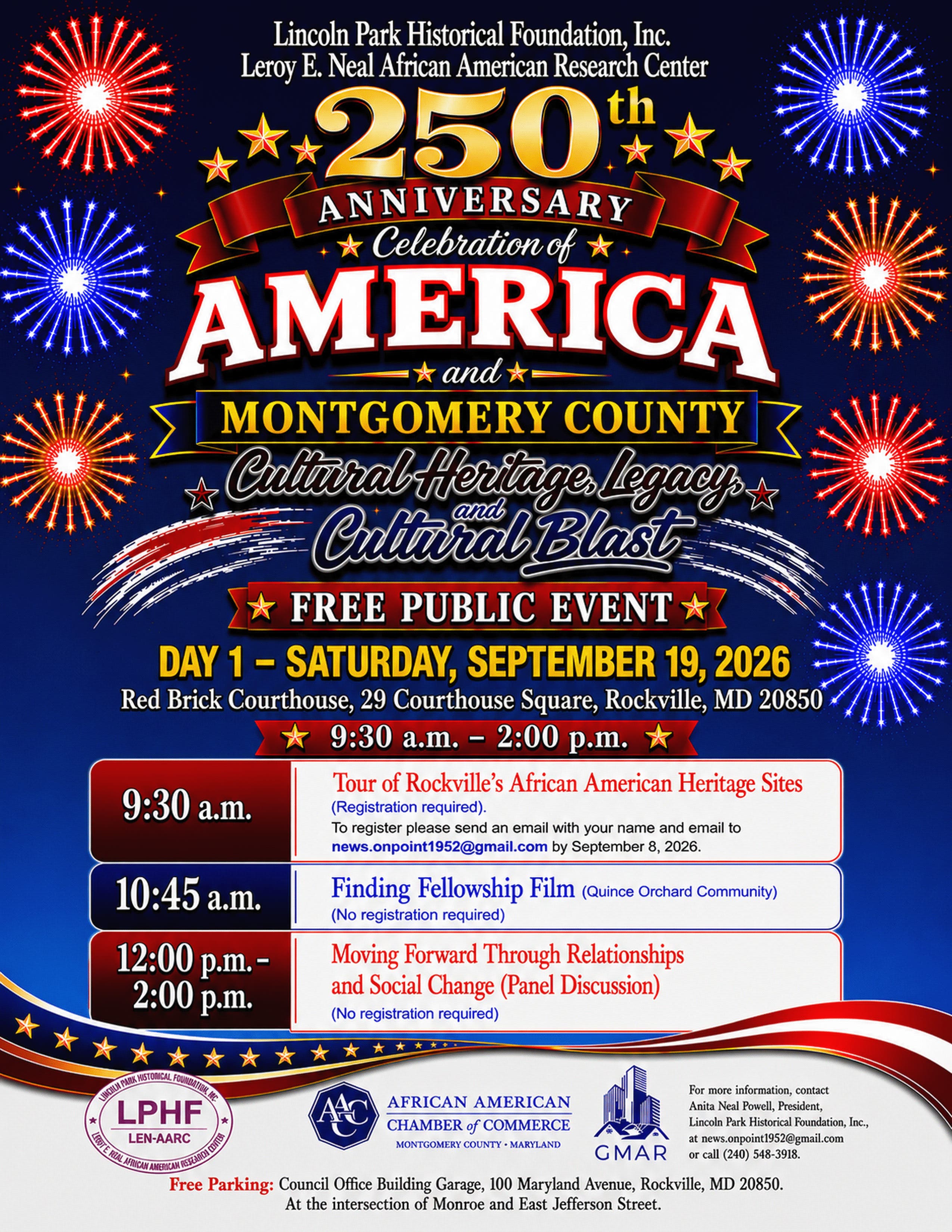 250th Anniversary Celebration of America and Montgomery County Cultural Heritage, Legacy, and Cultural Blast