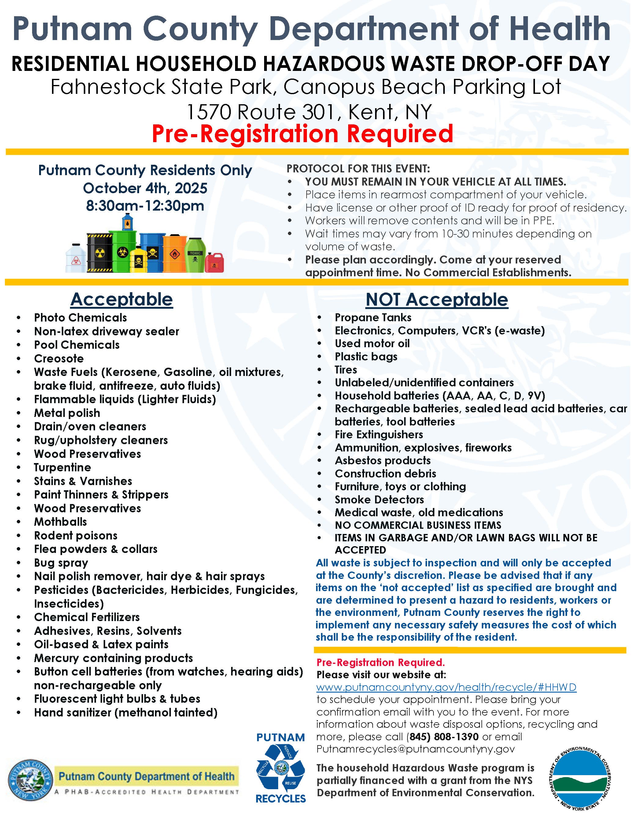 PCDOH Household Hazardous Waste Drop-Off Day