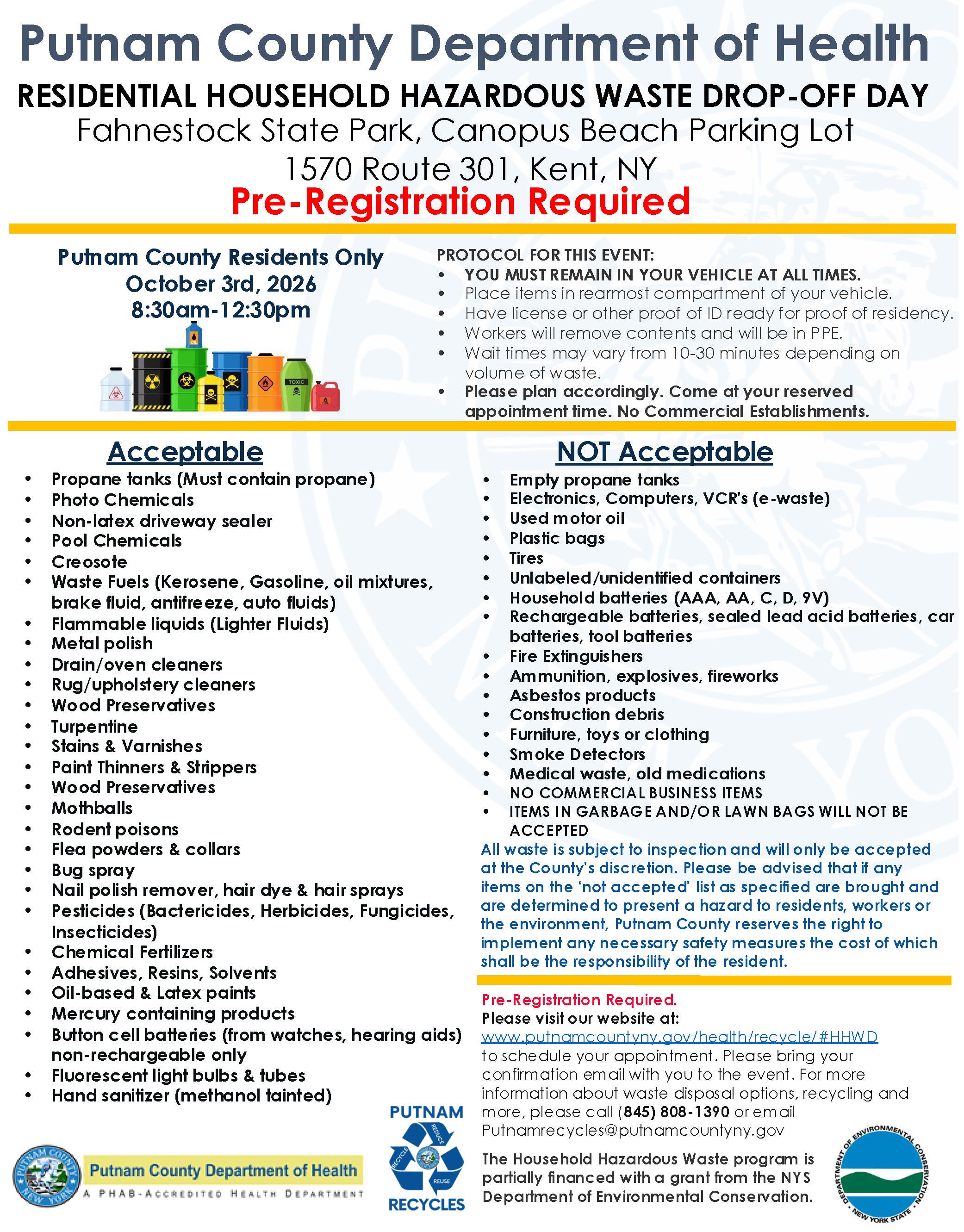 PCDOH Household Hazardous Waste Drop-Off Day