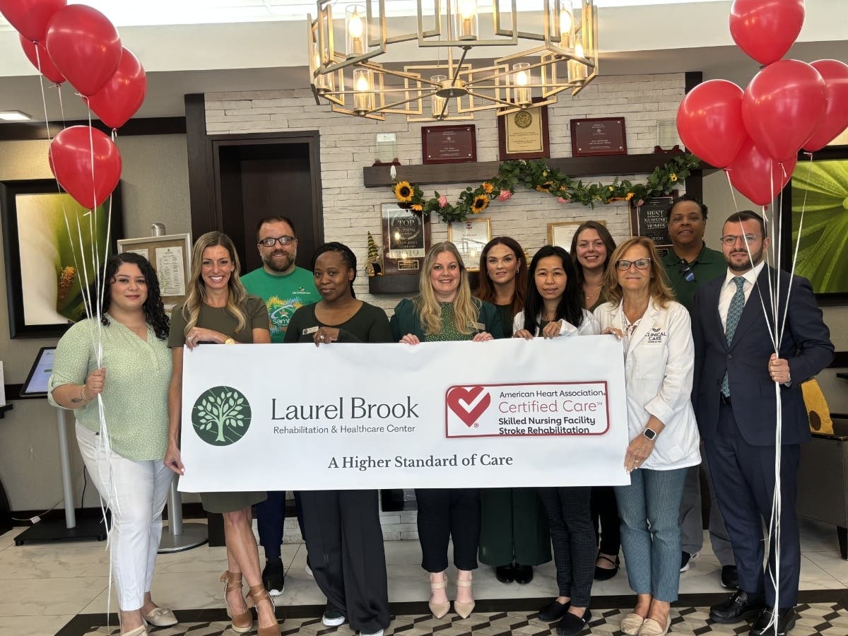 PHOTO: Members of the Laurel Brook team celebrate the center’s American Heart Association Stroke Rehab Certification.