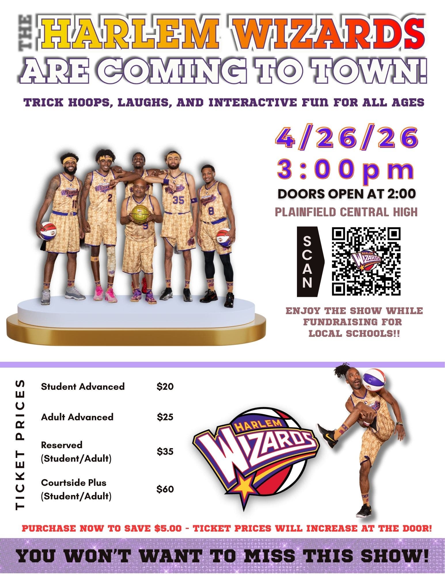 Support local Schools with the Harlem Wizards 