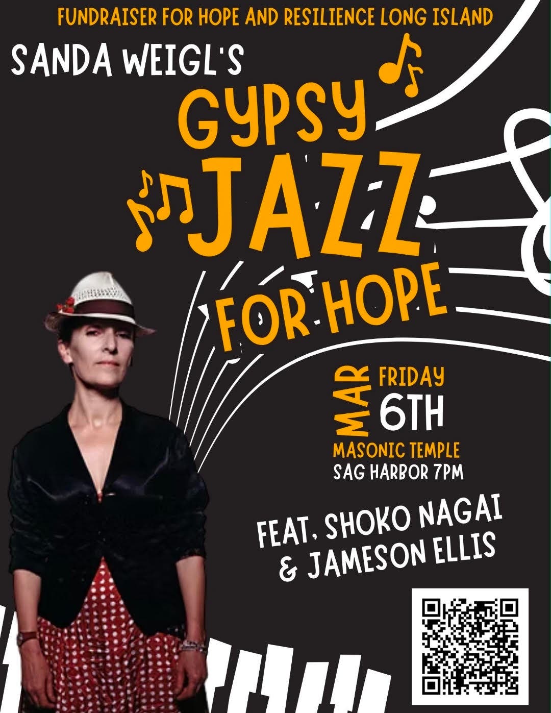 Join us for an Evening of Gypsy Jazz for Hope with Sanda Weigl 🎵