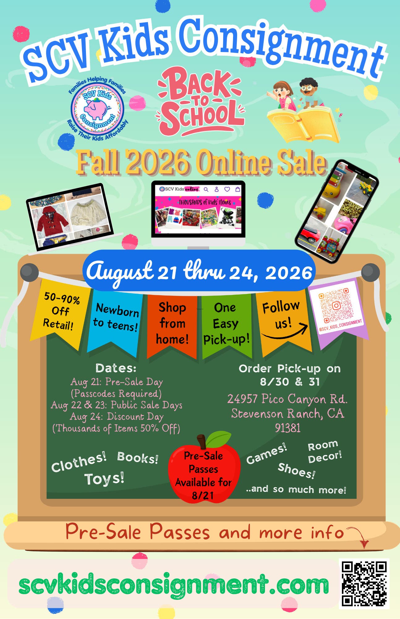 HUGE SCV Kids Consignment Fall 2026 ONLINE Sale is happening 8/21-8/24!!!! Don't miss it!!