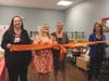 Leaders from All Faiths Food Bank and Johns Hopkins All Children's Hospital during the ribbon-cutting for the Wellness Market there included (from l-r) Laura Crum,  Heather Ferjuste, Nelle S. Miller and Mandy Allen