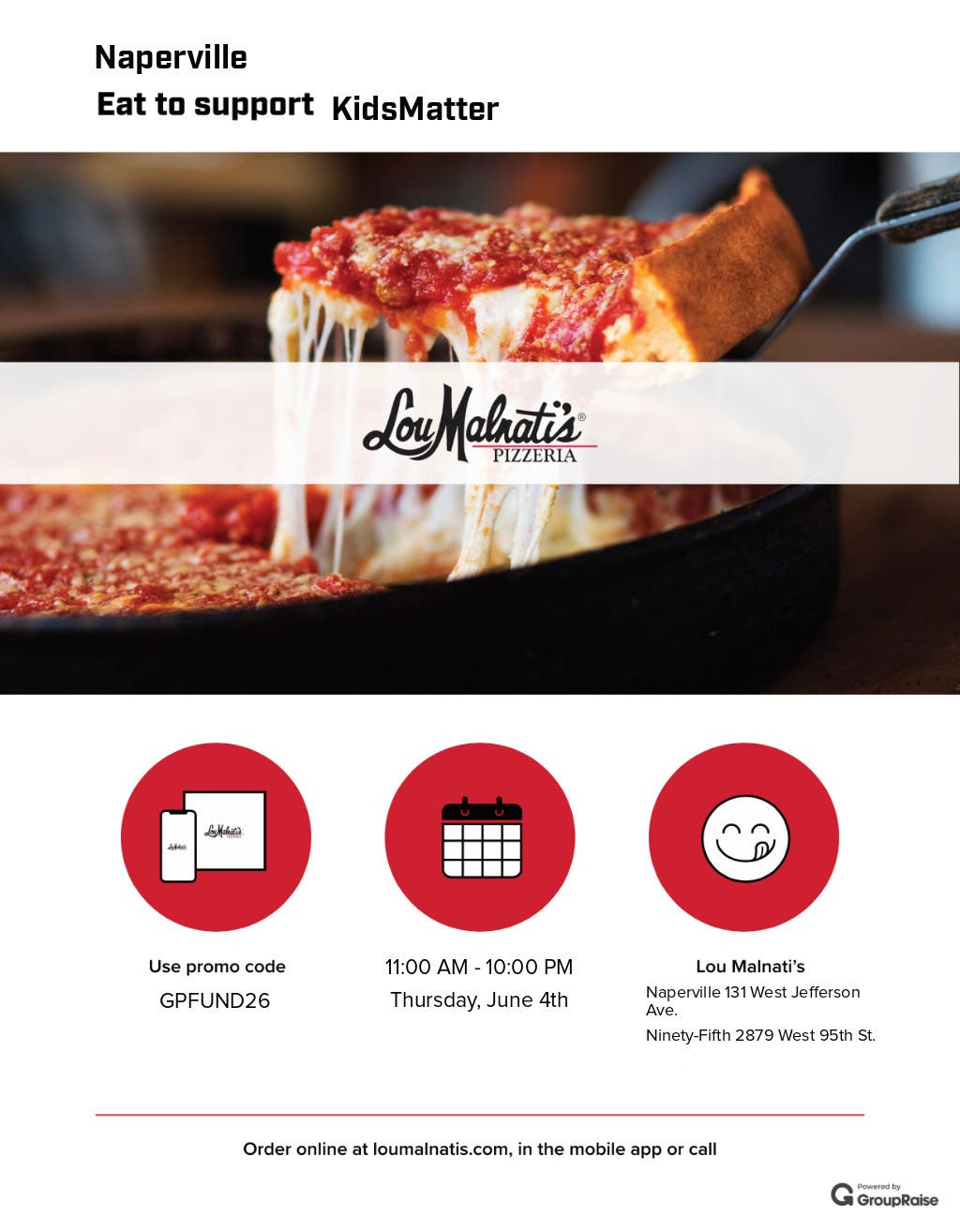 School's Out -- Lou Malnati's GroupRaise Fundraiser for KidsMatter