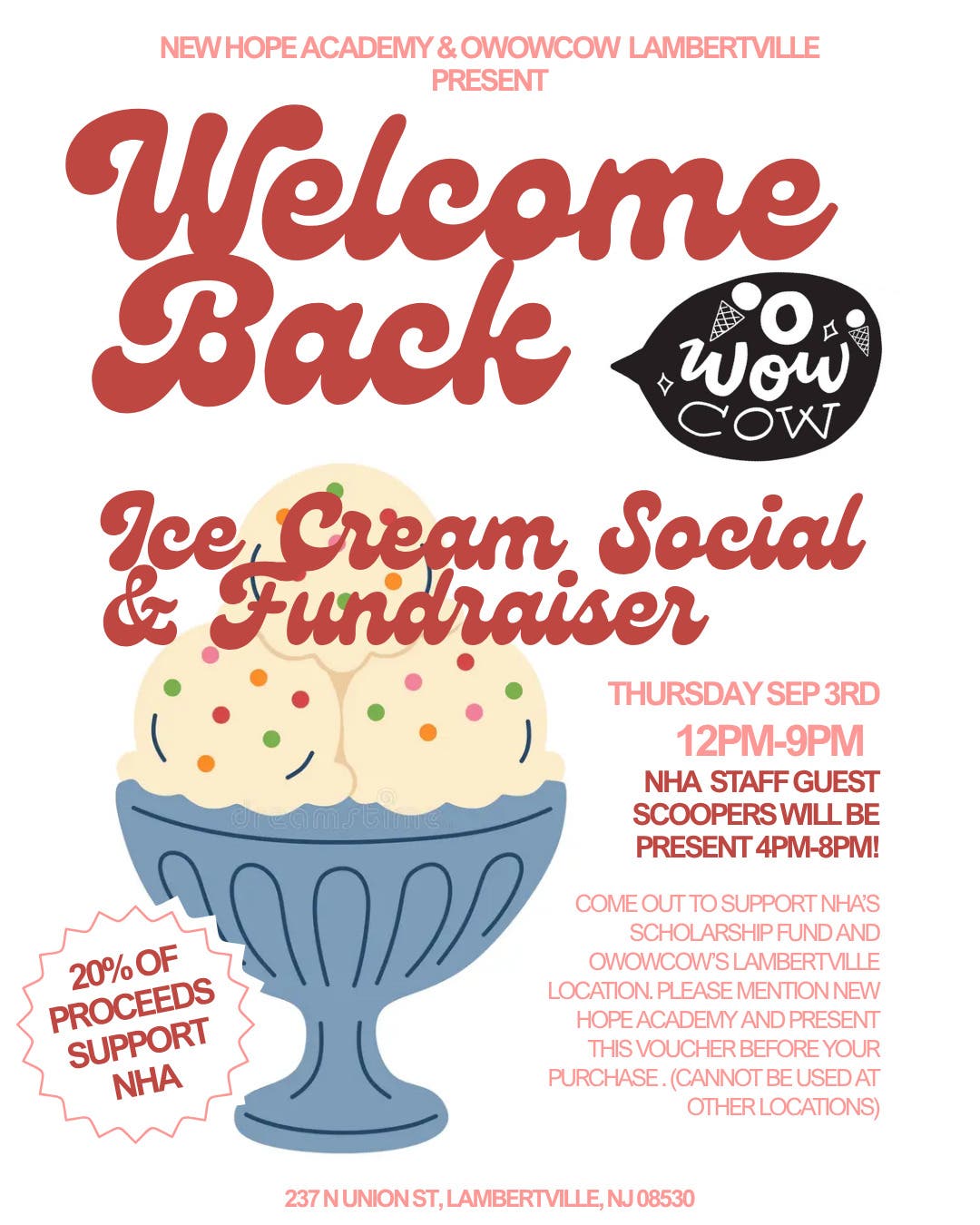Welcome Back Ice Cream Social & Fundraiser