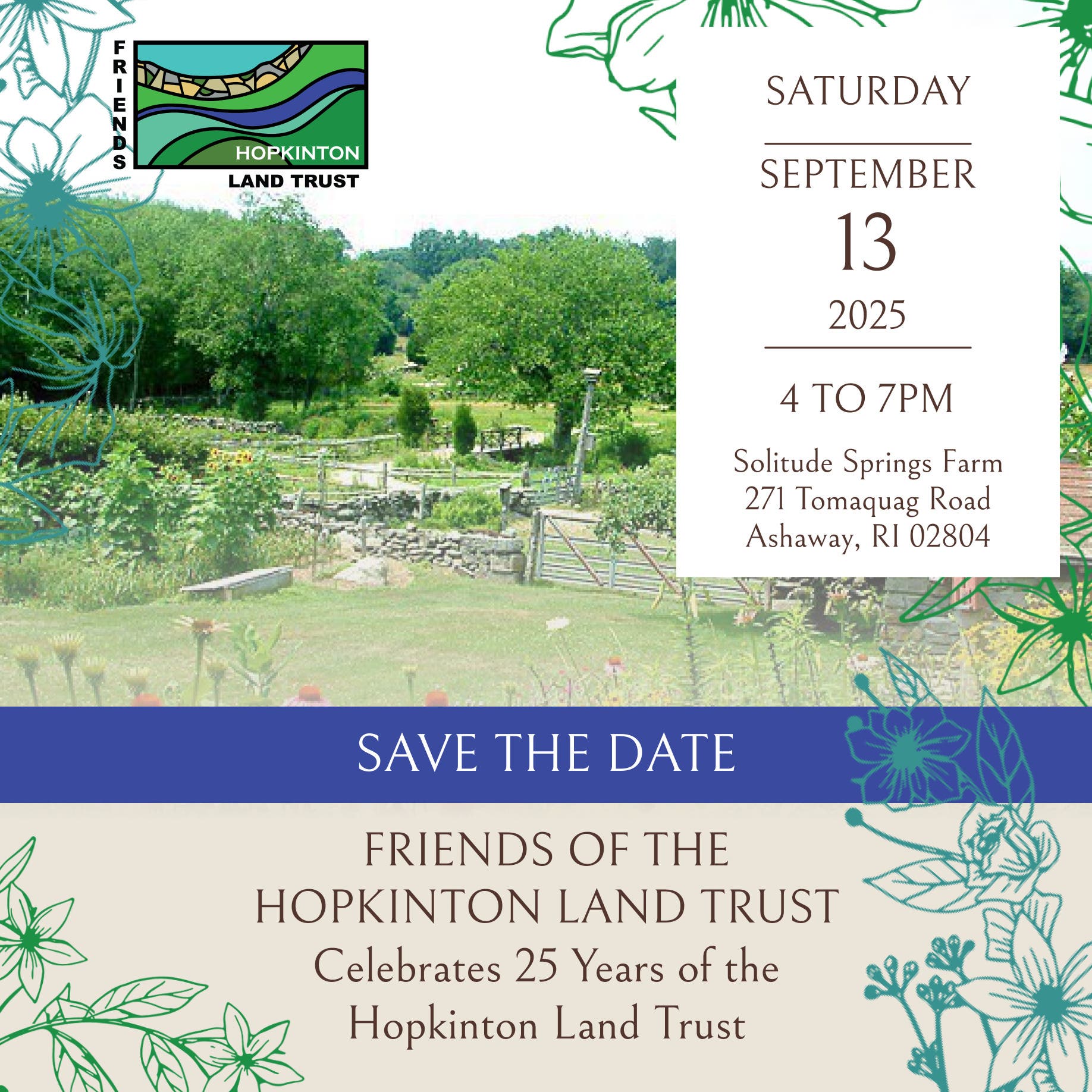 Friends of the Hopkinton Land Trust Celebrates 25 Years of the Hopkinton Land Trust
