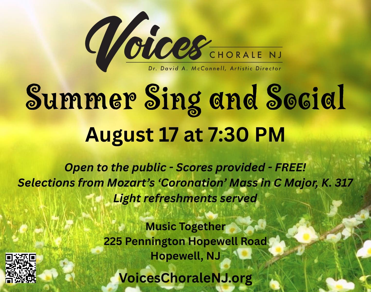 Voices Chorale Summer Sing and Auditions